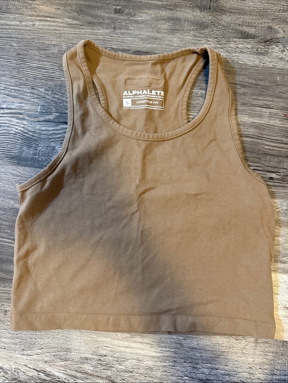 Alphalete Women's Tan Crop Tank Top